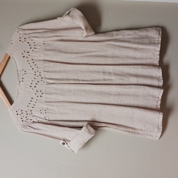 LUNGO L'ARNO Linen Beige Button Down  Top Size M - Picture 8 of 11